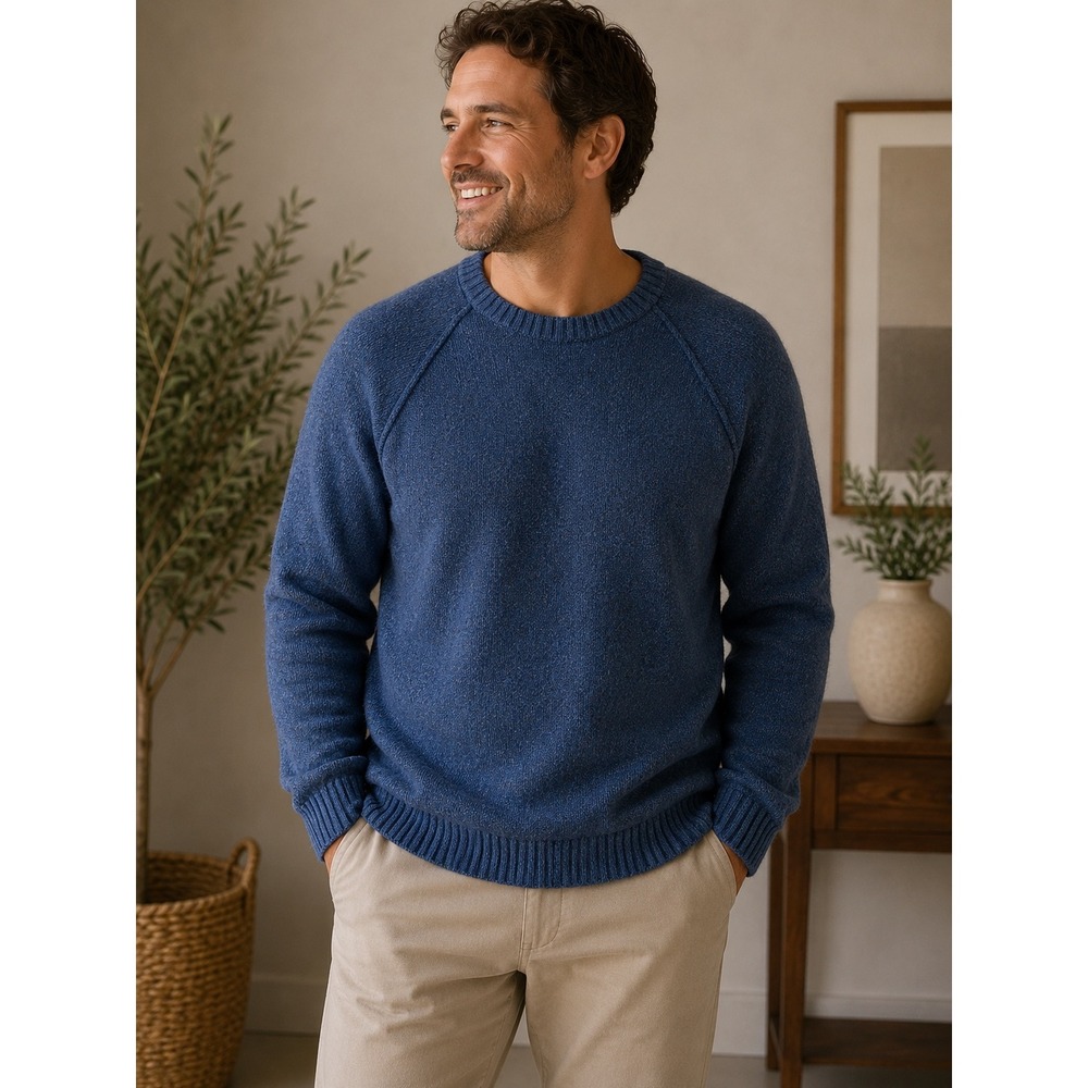 Abercrombie & Fitch Mens Blue Raglan Crewneck Sweater Marl Knit Size M
